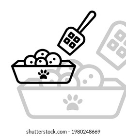 Trend vector cute kitten litter box icon on white. Stock icon