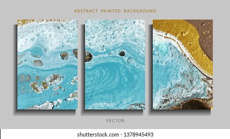 Trend vector. Set of abstract painted background, flyer, business card, brochure, poster. Liquid marble. 