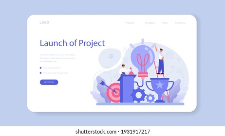 Trend watcher web banner or landing page. Specialist in tracking the emergence of new business trends. Trend analysis and project promotion. Vector illustration in flat style