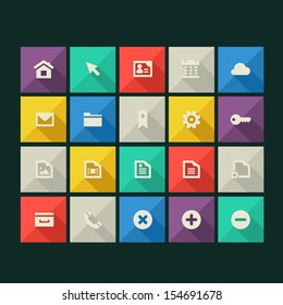 Trend web icons with long shadows, set 1