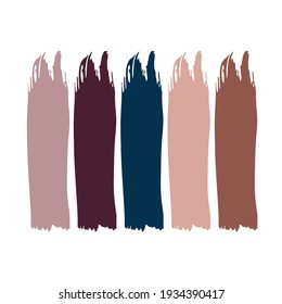 Trend Wedding colors. Vector paint strokes set. Different color spots Isolated on white background. Selection of color for guests clothes. For Wedding dress code card. Fashionable palette.