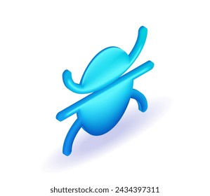 Trending 3D Isometric, cartoon illustration. Malicious software. Spider, virus. Theft of data and passwords. Vector icons for website