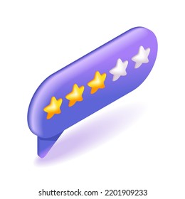 Trending 3D Isometric Illustration. Cartoon icon customer evaluation concepts, feedback. Reviews in the form of stars, good and bad rating. 3D web