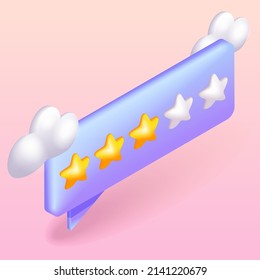 Ilustración isométrica 3D de tendencia. Conceptos de evaluación de clientes vectores, comentarios. Reseñas en forma de estrellas, buena y mala calificación. Ilustraciones vectoriales web 3D.