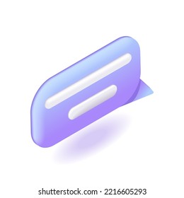 Tendencia 3D Isometric. Iconos vectoriales Burbuja de voz para texto. Concepto de notificación. Mensaje de conversación. Ilustración de dibujos animados.