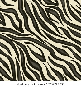 Trending animal skin seamless pattern. Black stripes on light background. Square shape