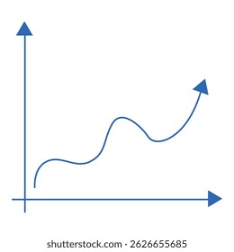 Trending chart, bar graph, flat icon, flat design vector illustration, business data, flat style, finance Blue