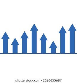 Trending chart, bar graph, flat icon, flat design vector illustration, business data, flat style, finance Blue