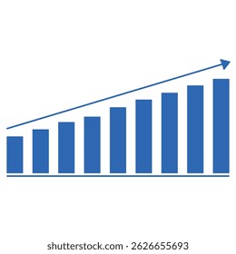 Trending chart, bar graph, flat icon, flat design vector illustration, business data, flat style, finance Blue