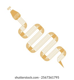 Trending Chinese new year horoscope animal snake animal icons gold.  Chinese zodiac calendar logo, Asian lunar astrological signs. Linear simple minimalistic locational style.  