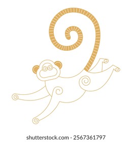 Trending chinese new year horoscope animal monkey horoscope icons gold.  Chinese zodiac calendar logo, Asian lunar astrological signs. Linear simple minimalistic locational style.  