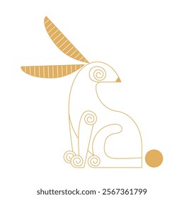 Trending Chinese new year horoscope animal hare animal icons gold.  Chinese zodiac calendar logo, Asian lunar astrological signs. Linear simple minimalistic locational style.  