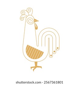 Trending chinese new year horoscope animal rooster icons gold.  Chinese zodiac calendar logo, Asian lunar astrological signs. Linear simple minimalistic locational style.  