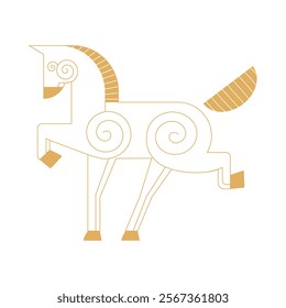 Trending chinese new year horoscope animal horoscope horse icons gold.  Chinese zodiac calendar logo, Asian lunar astrological signs. Linear simple minimalistic locational style.  