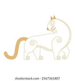 Trending Chinese new year horoscope animal tiger tiger icons gold.  Chinese zodiac calendar logo, Asian lunar astrological signs. Linear simple minimalistic locational style.  