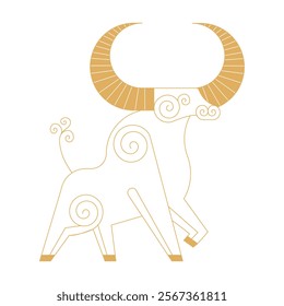 Trending chinese new year horoscope animal animal bull icons gold.  Chinese zodiac calendar logo, Asian lunar astrological signs. Linear simple minimalistic locational style.  