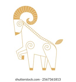 Trending chinese new year horoscope animal goat icons gold.  Chinese zodiac calendar logo, Asian lunar astrological signs. Linear simple minimalistic locational style.  