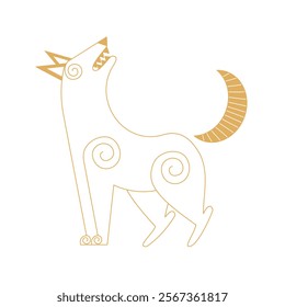 Trending chinese new year horoscope animal dog icons gold.  Chinese zodiac calendar logo, Asian lunar astrological signs. Linear simple minimalistic locational style.  