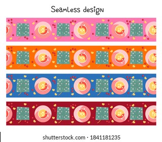 Trending colors New Year and Christmas 2021. Festive ribbon for gift wrapping. Seamless border, tape repeating.