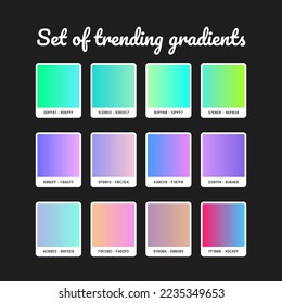 Trending gradient set. Colorful gradient background. Trending abstract background.