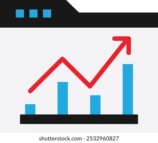 Icono de análisis de crecimiento de tendencia Ilustración plana de Vector