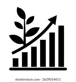 Trending Growth Silhouette Icon Vector Art Illustration