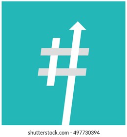 Trending Hashtag (Art Vector Illustration In Flat Style Design)