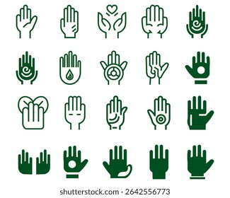 Coleção de conjuntos de ícones de sinais manuais humanos de tendência. Forma de ícone à mão de design de vetor realista para elementos de design gráfico