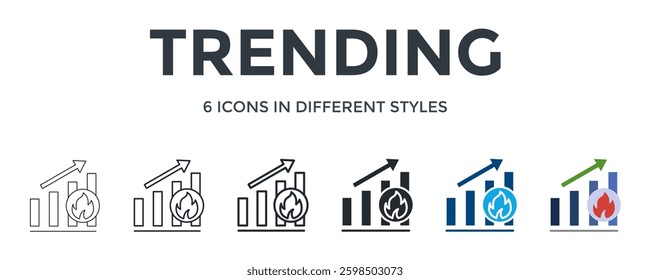Trending Icon In Different Style Vector Illustration. Designed In Thin Line, Regular Line, Bold Line, Glyph, Color Fill, And Flat Style Can Be Used For Web