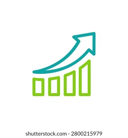 Trending icon with dual tone outline style, green symbol for popular activity