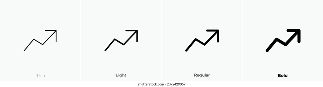 trending up icon. Thin, Light Regular And Bold style design isolated on white background