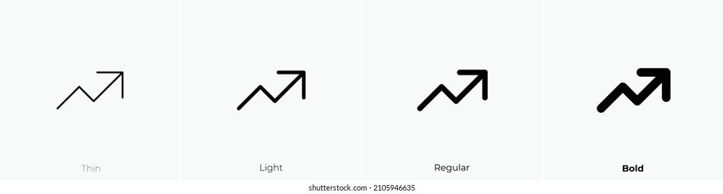 trending up icon. Thin, Light Regular And Bold style design isolated on white background