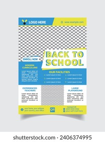 Trending Kids School Flyer and  Creative Design School Poster Admission Brochure Vector File 