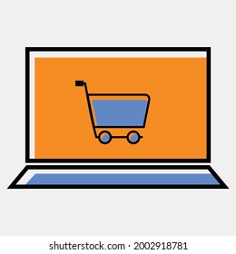 Trending, latest, creative, outline, vector E-learning icon of online shopping.