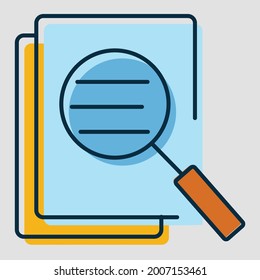Trending, latest, creative, vector icon of document search for web and mobile with flat colors.