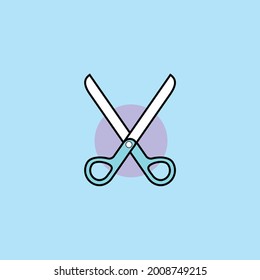 Tendencia, último, creativo icono vector de la tijera con contorno.
