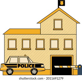 Trending, latest, creative vector icon of police station with outline.