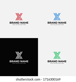 Trending leaner style initial x letter logo design vector template. Professional letter x icon design for business or corporate identity with color variation.