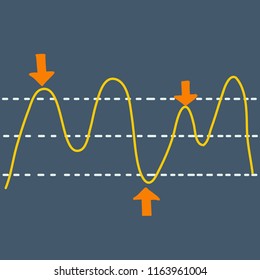 Trending Line graph with Arrow on grey background vector