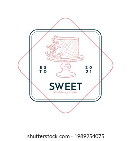 Trending logo template for wedding, wedding agency, decor, wedding decor, photographer, event agency. Elegant typography, linear illustration, line art