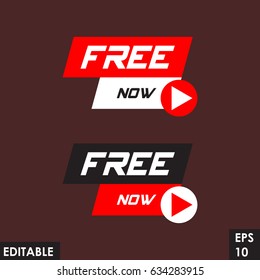 Trending material asset for online video at internet broadcasting, in flat vector design element with play button template red version