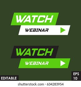 Trending material asset for online video at internet broadcasting, in flat vector design element with play button template green version