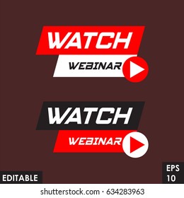Trending material asset for online video at internet broadcasting, in flat vector design element with play button template red version