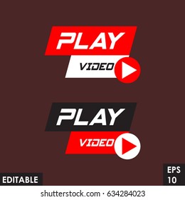 Trending material asset for online video at internet broadcasting, in flat vector design element with play button template red version