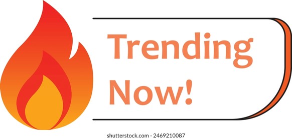 Trending now logo with design and flames