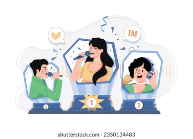 Trending Podcast Illustration concept. A flat illustration isolated on white background