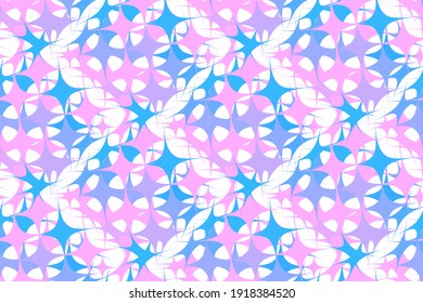 Trending seamless vector background from abstract color stars, stripes, arrows. Smooth gradation kaleidoscope pattern.