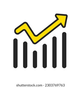 Trending Statistics Arrow Bar Isolated Financial Business Report Vector Icon Illustration