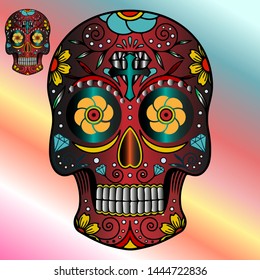 trending sugar skull with a beautiful colorful background