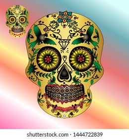 trending sugar skull with a beautiful colorful background